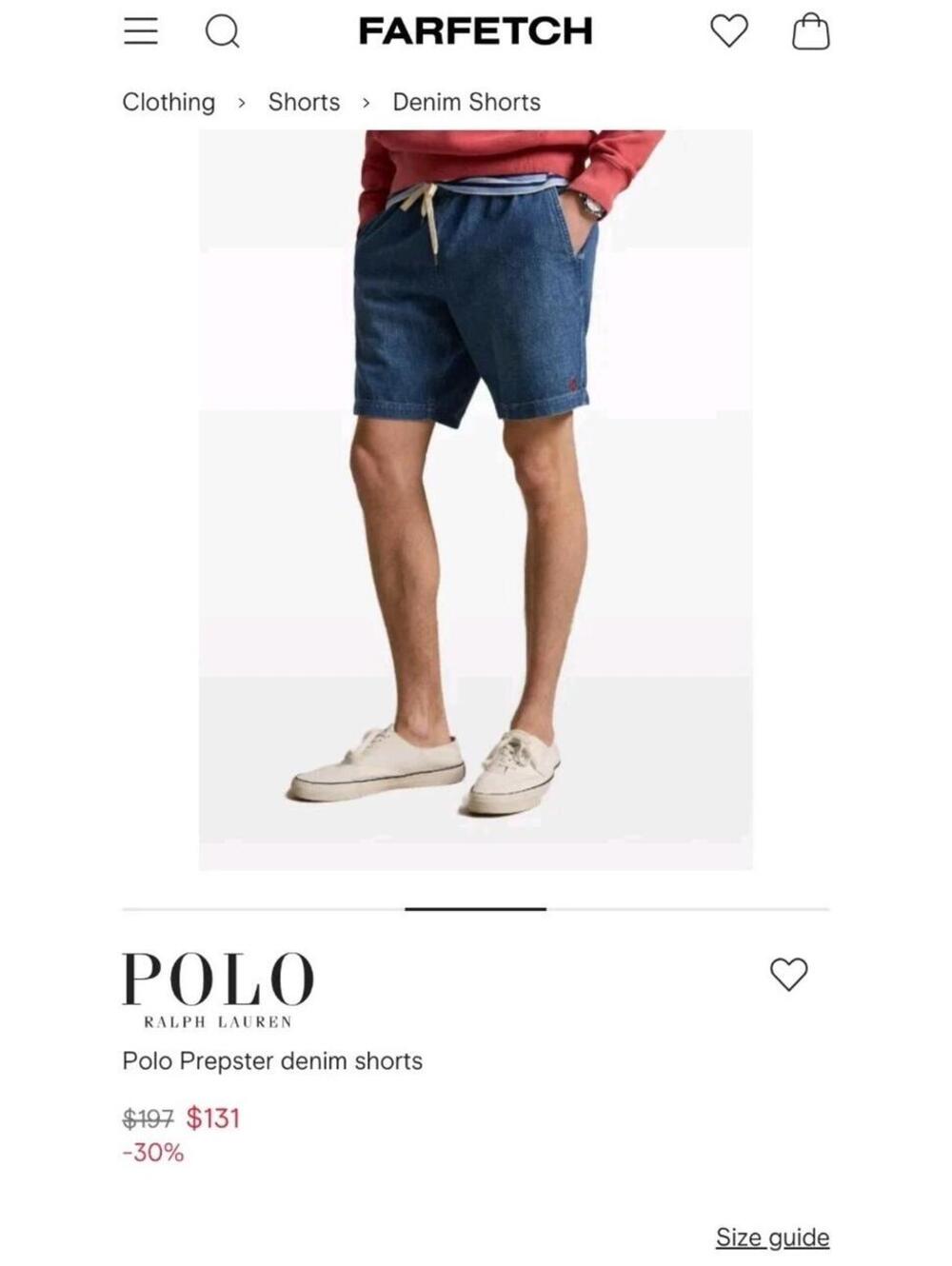 $131 Polo Ralph Lauren Prepster Denim Shorts Mens XL Blue Drawstring Pony NWOT - Picture 6 of 9